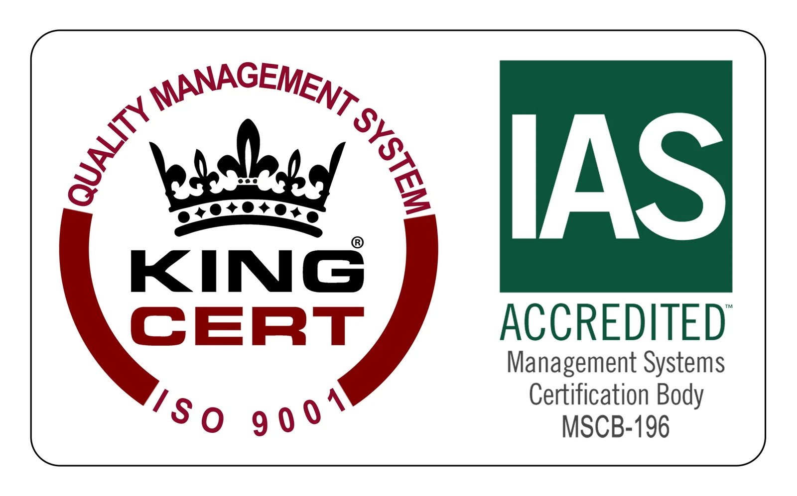 ISO 9001 quality management certificate